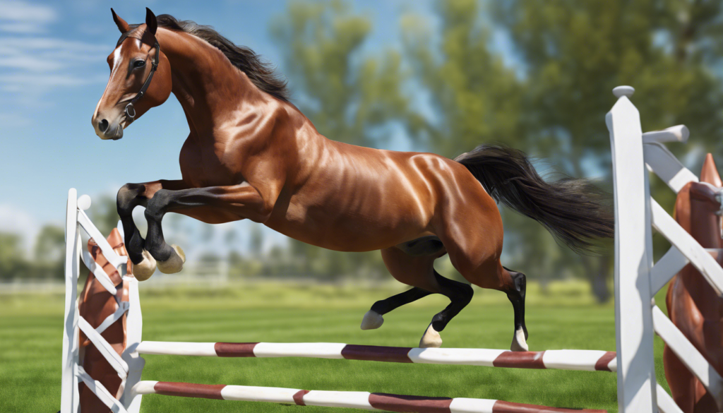 découvrez la beauté et la grâce d'un cheval capturé en plein saut, immortalisé par l'objectif. une image qui illustre parfaitement la puissance et l'agilité de cet animal majestueux.